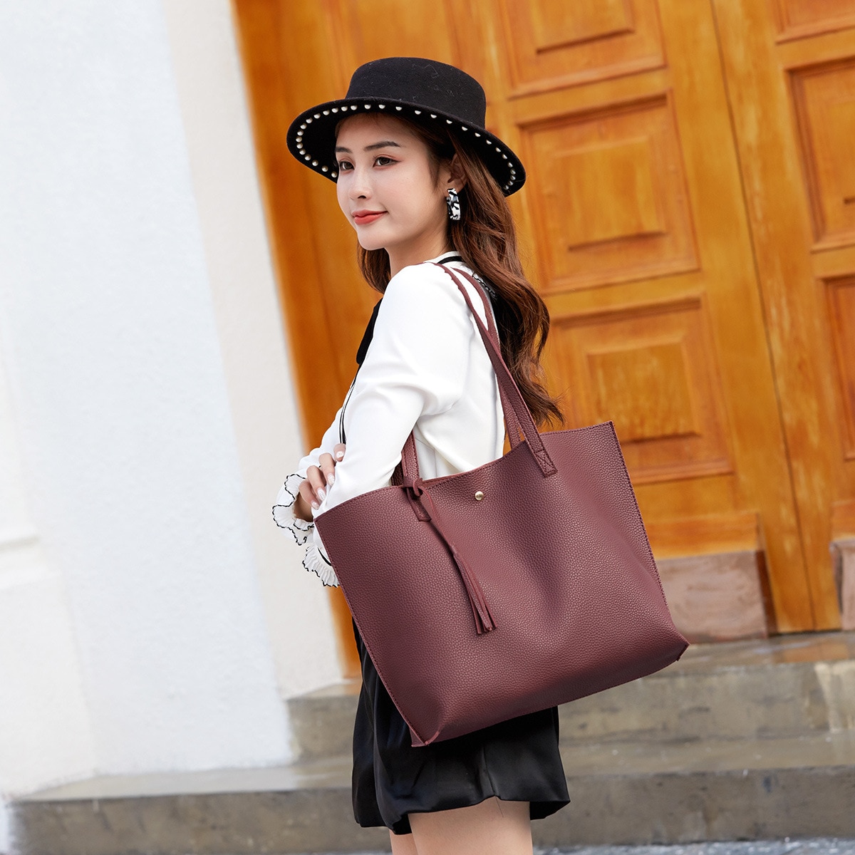 Women's Solid Color Casual Shoulder Bag