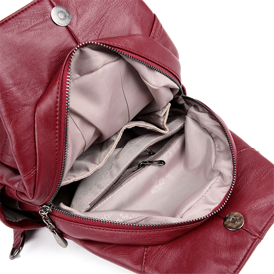 Women's Compact Leather Travel Backpack