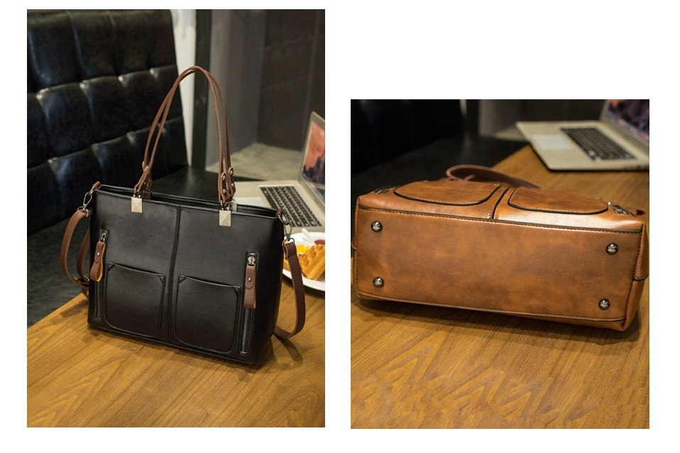 Women's Multipocket Eco-Leather Tote Bag