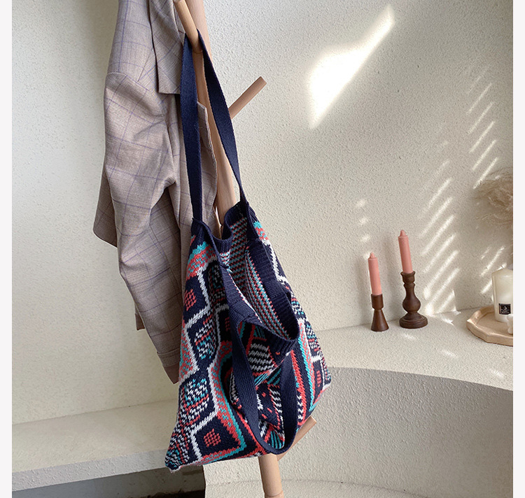 Lady's Knitting Bohemian Tote Bag