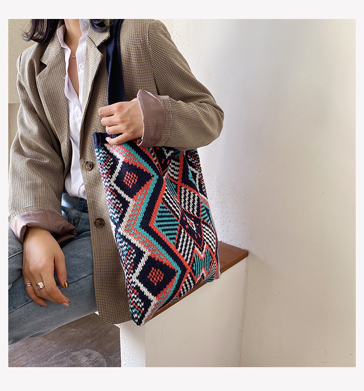 Lady's Knitting Bohemian Tote Bag