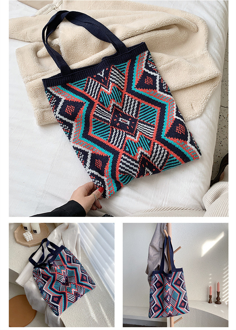 Lady's Knitting Bohemian Tote Bag