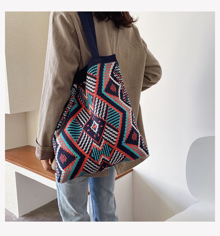 Lady's Knitting Bohemian Tote Bag