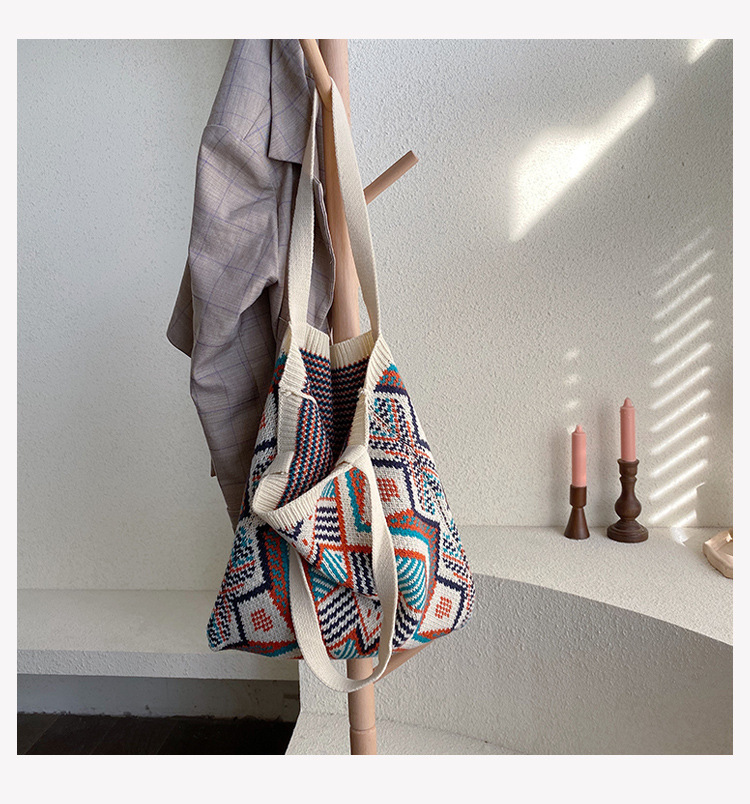 Lady's Knitting Bohemian Tote Bag