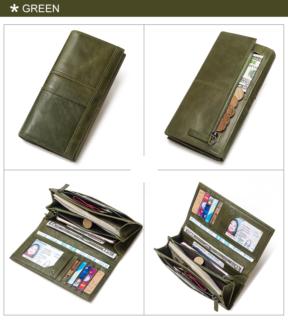 Women's Genuine Leather Long Purse