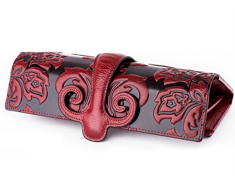 Chinese Style Genuine Leather Women's Hasp Purse