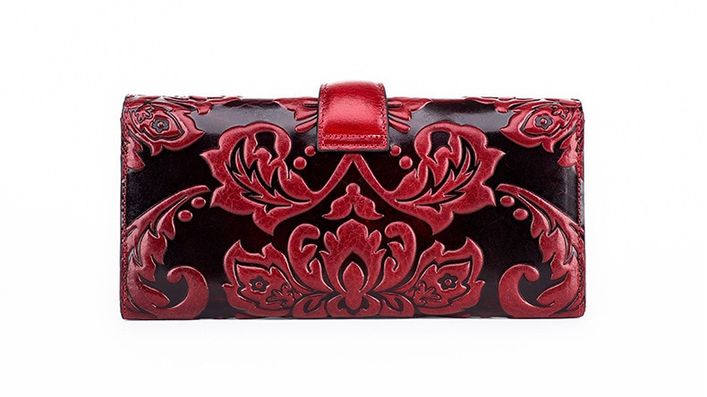 Chinese Style Genuine Leather Women's Hasp Purse