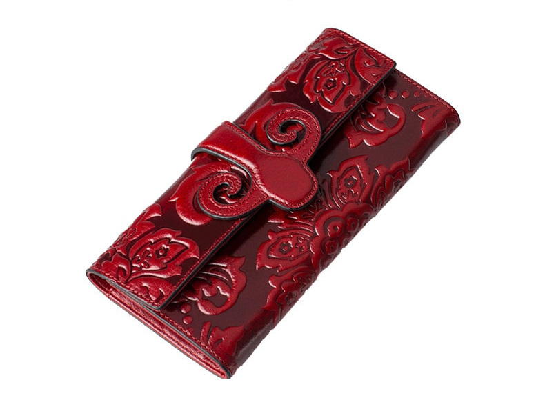 Chinese Style Genuine Leather Women's Hasp Purse