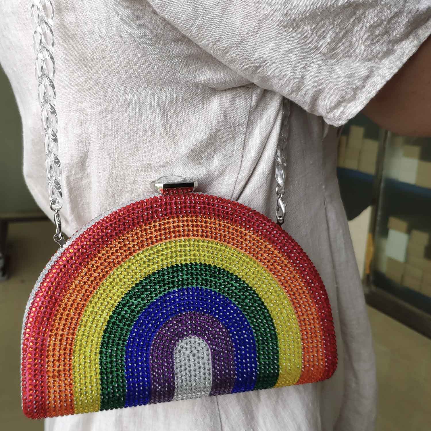 Women's Crystal Rainbow Clutch