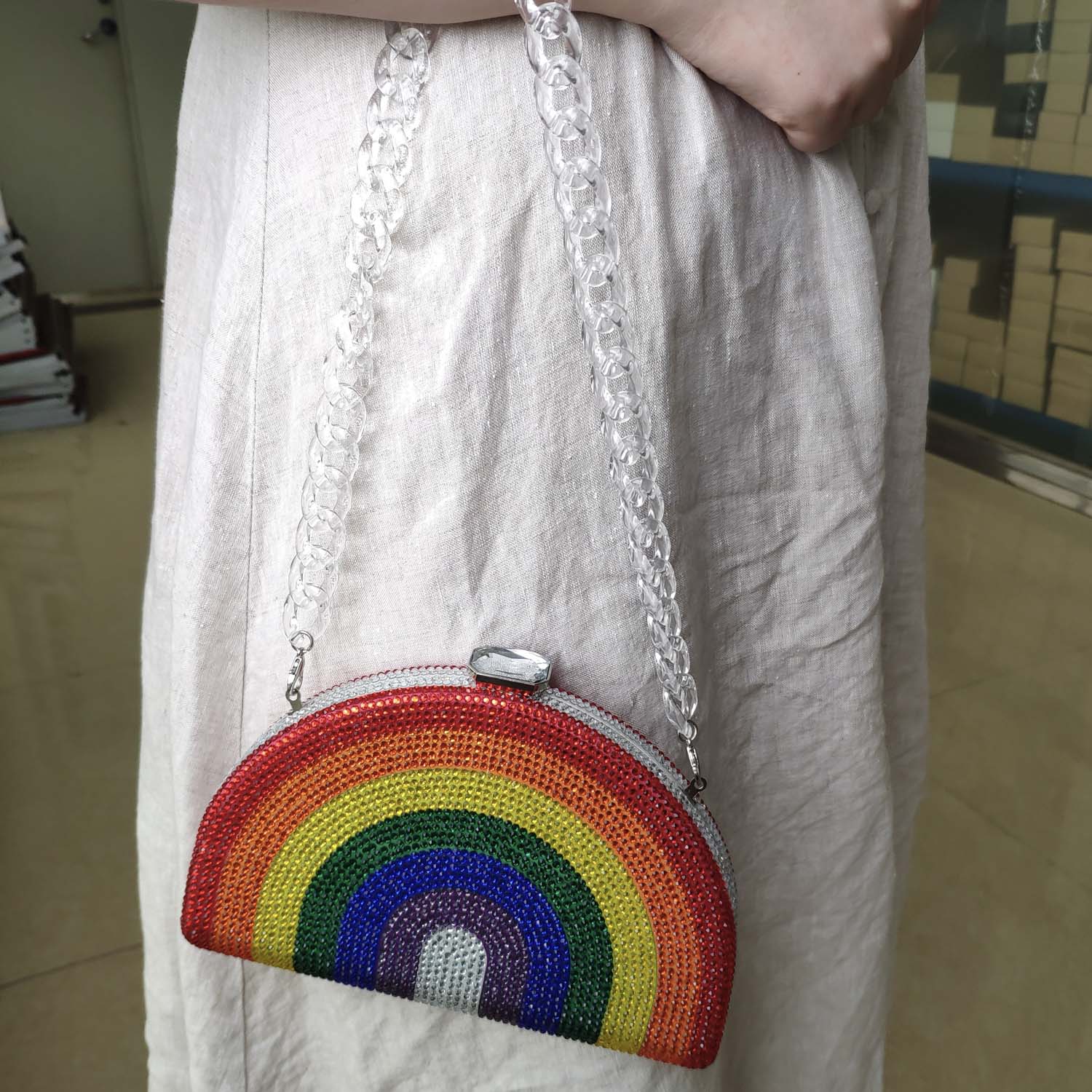 Women's Crystal Rainbow Clutch