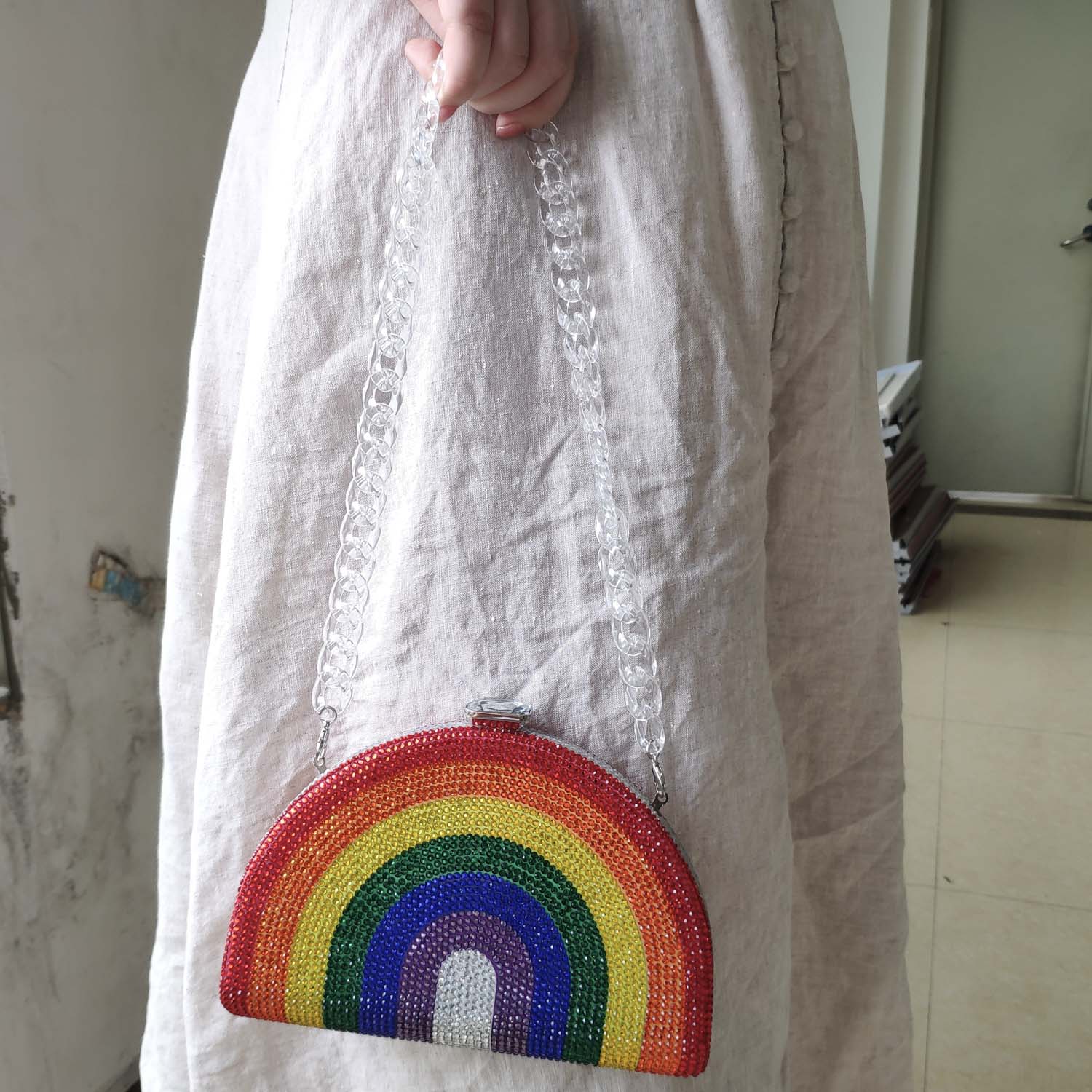 Women's Crystal Rainbow Clutch