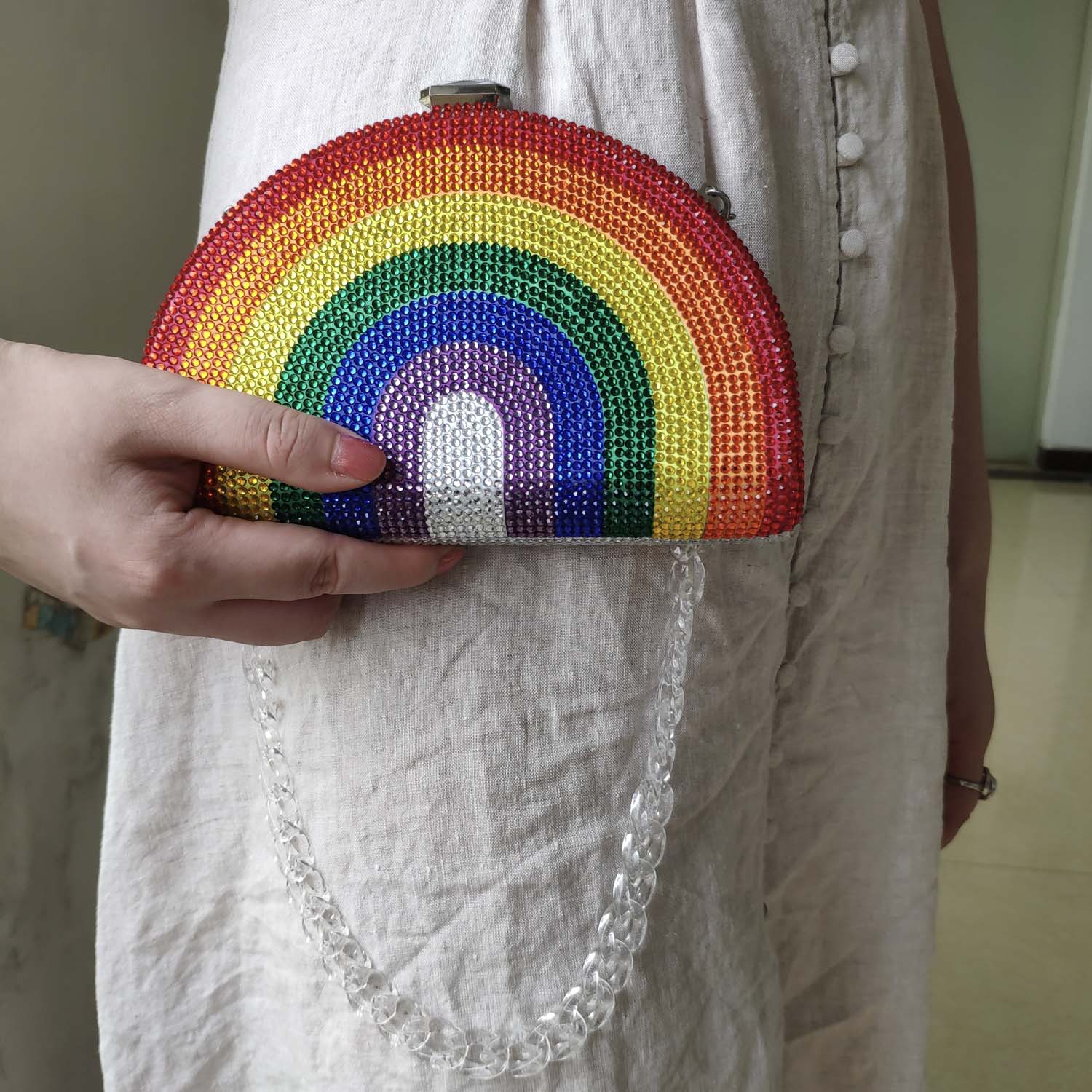 Women's Crystal Rainbow Clutch