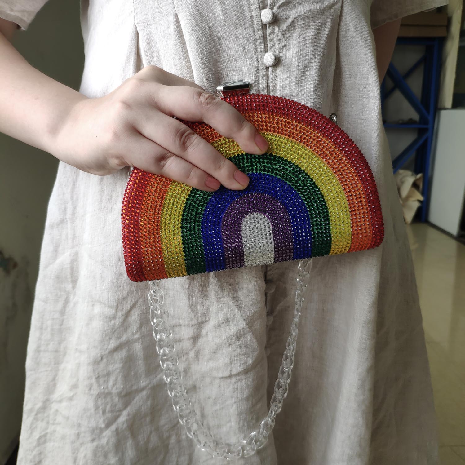 Women's Crystal Rainbow Clutch