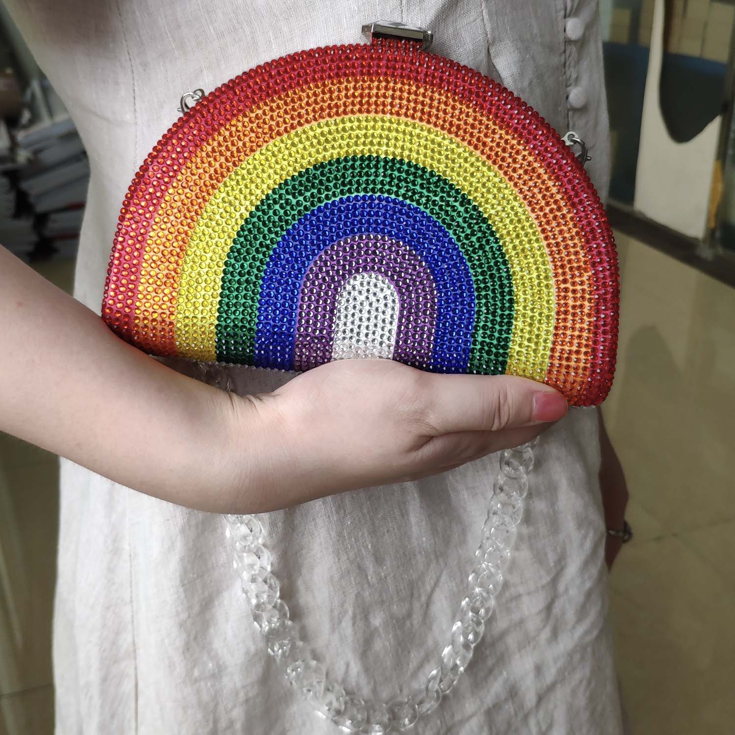 Women's Crystal Rainbow Clutch
