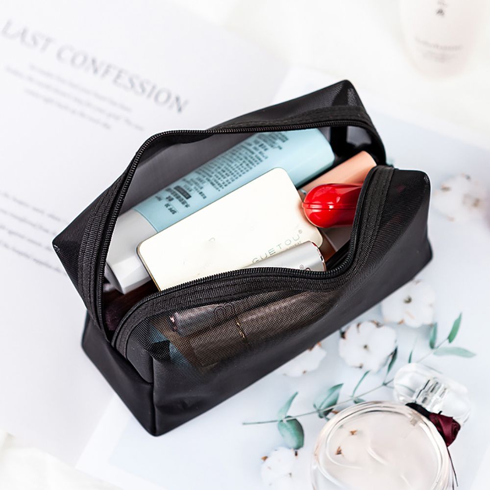 Transparent Black Mesh Makeup Bag