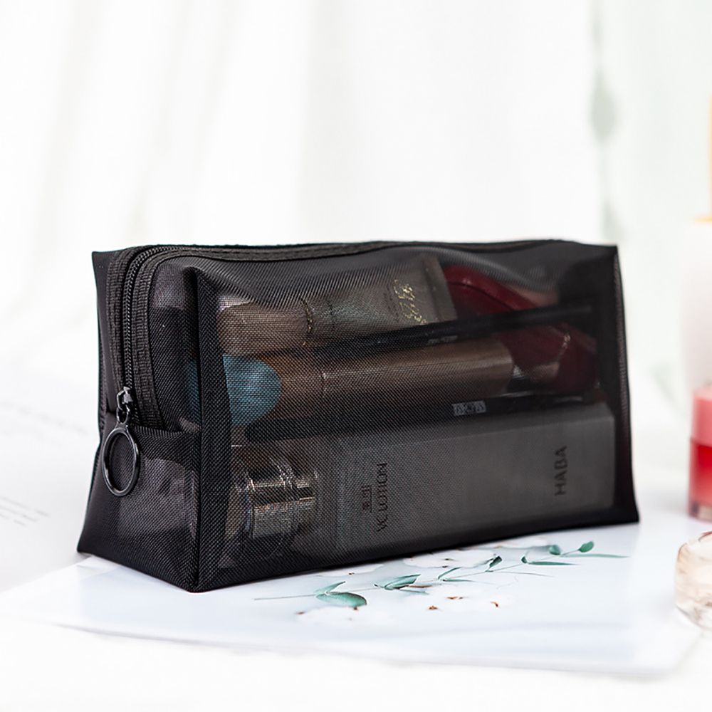 Transparent Black Mesh Makeup Bag