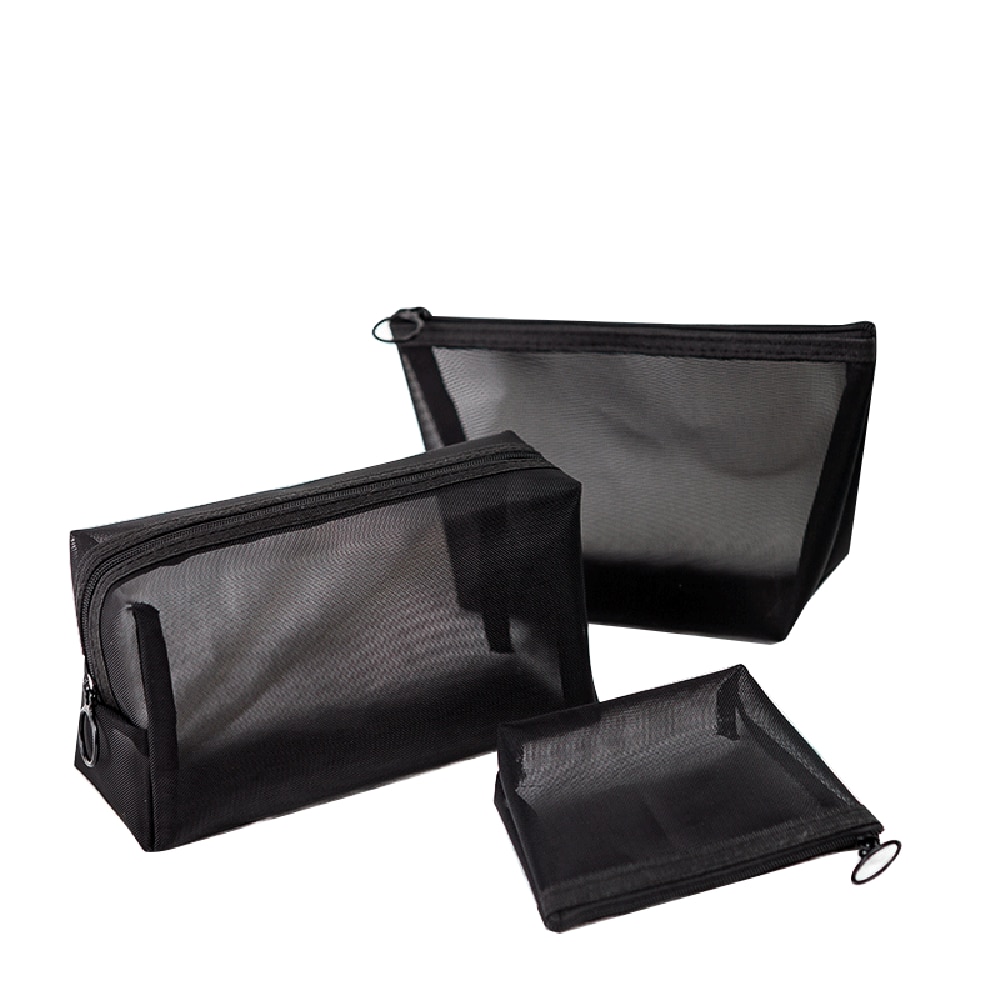 Transparent Black Mesh Makeup Bag