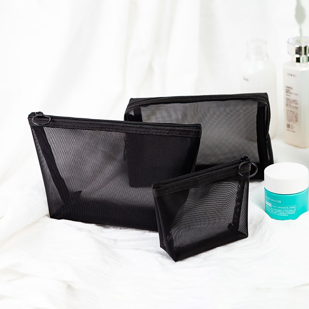 Transparent Black Mesh Makeup Bag
