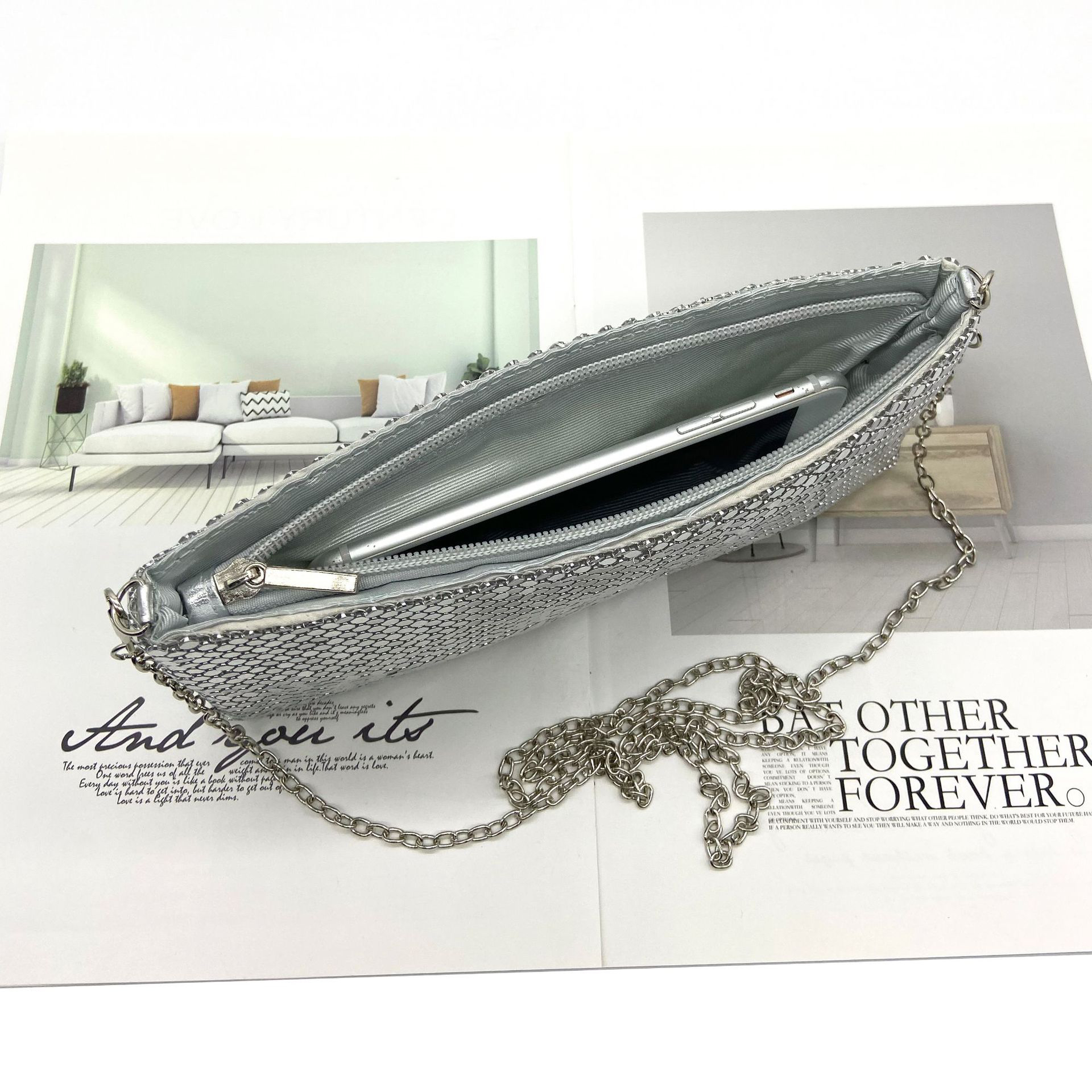 Women's Glittered Scaled Sequin Clutch