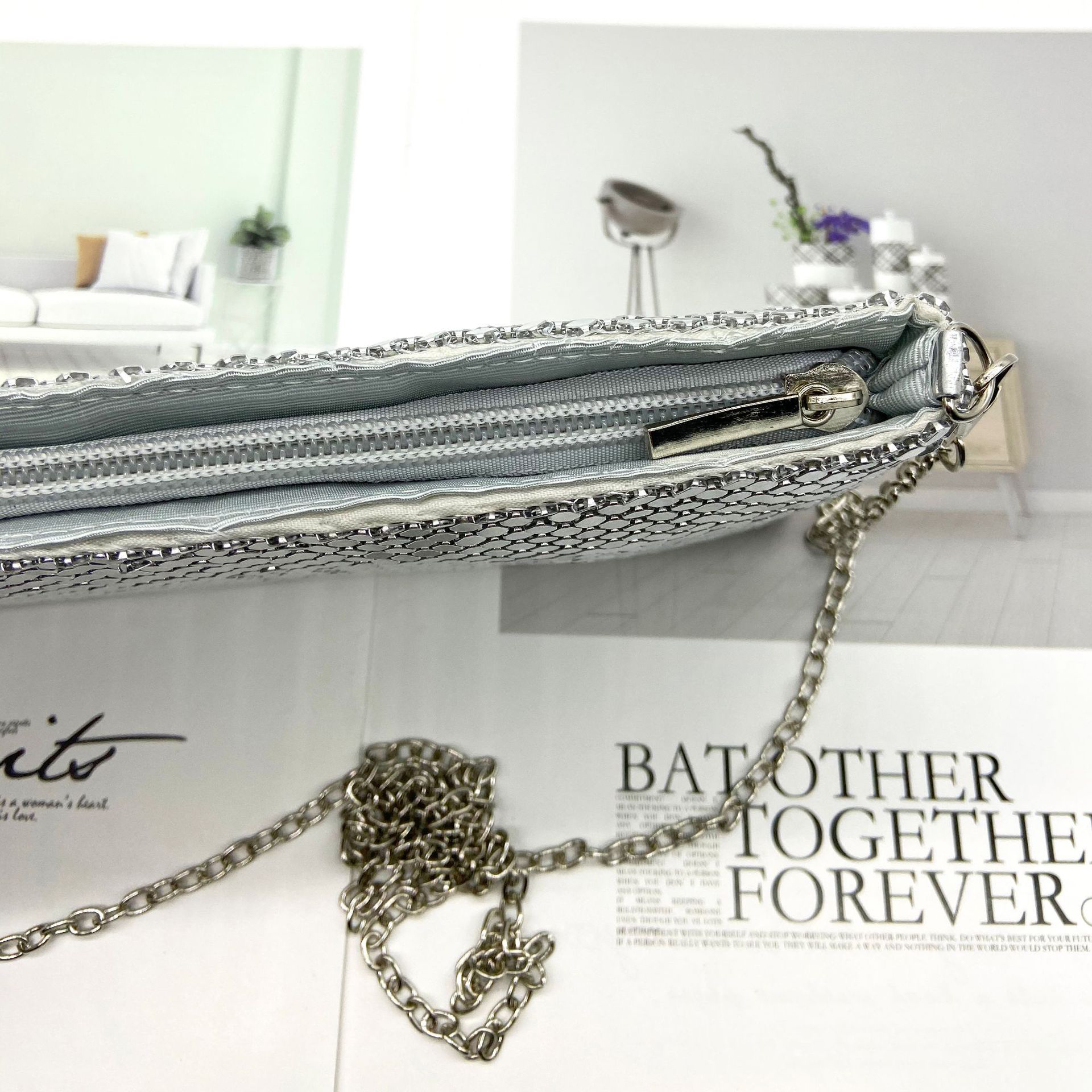 Women's Glittered Scaled Sequin Clutch