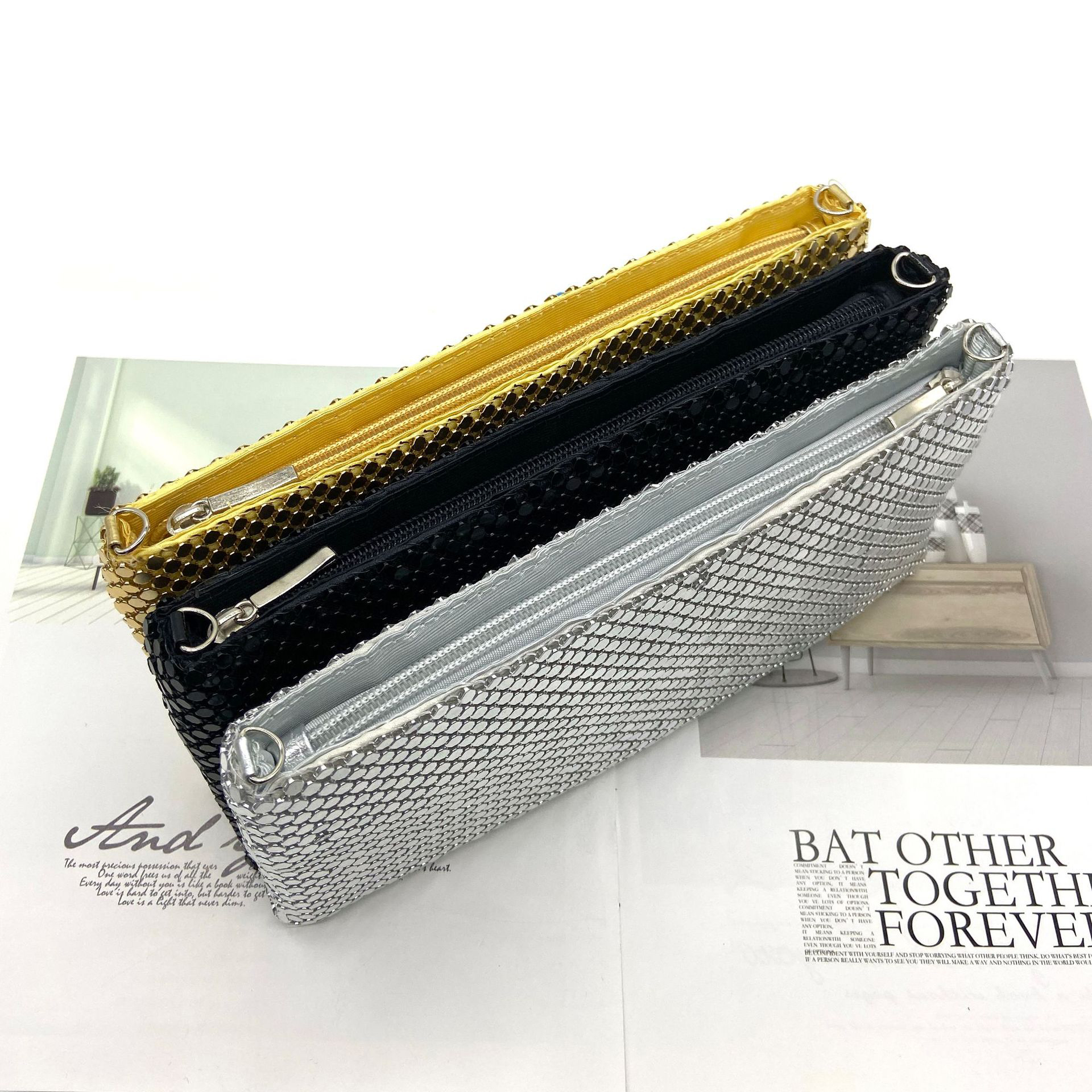 Women's Glittered Scaled Sequin Clutch